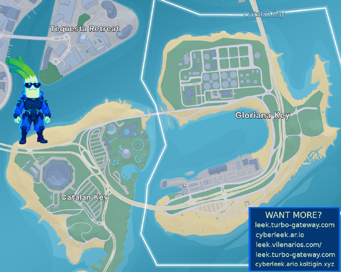 Claimed map detail circulated online, labelled Gloriana Key, Catalan Key and Tequesta Retreat with embedded Cyberleek promotional text; not authenticated by Rockstar